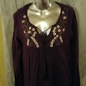 Boho, purple top, spade &Heart,...med